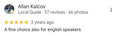 Google review from Allan Kalcov