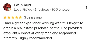 Google review from Fatih Kurt