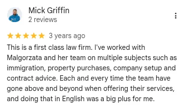 Google review from Mick Griffin